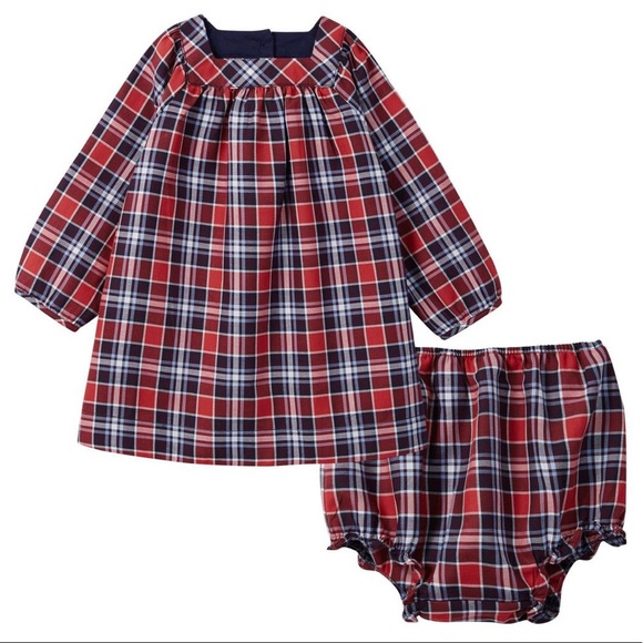 baby girl red tartan dress